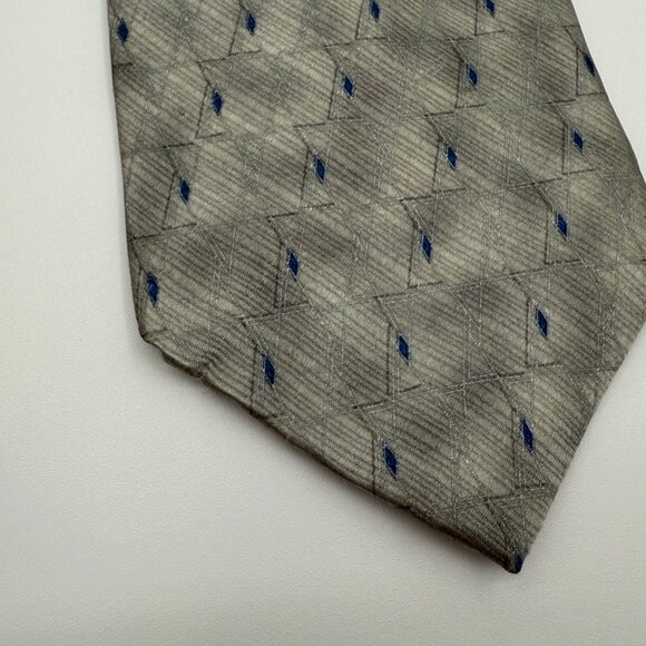 Colours By Alexander Julian Silver & Blue Diamond Silk Made in USA Necktie Tie - Picture 8 of 10